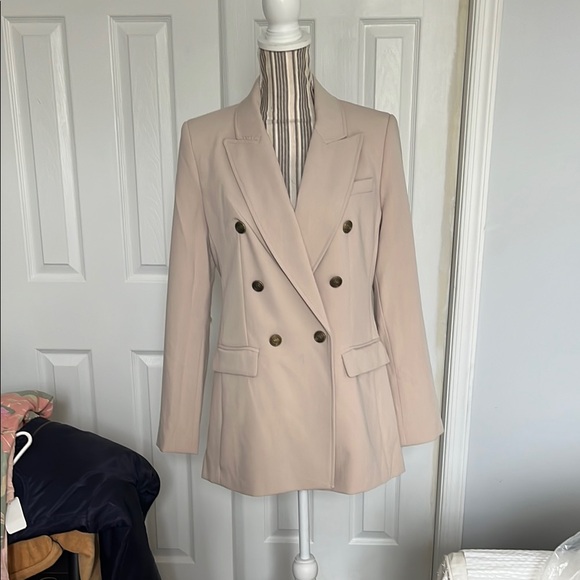 ELIE TARHARI sz 8 double breasted jacket LT tan fully lined NWT - Picture 1 of 12